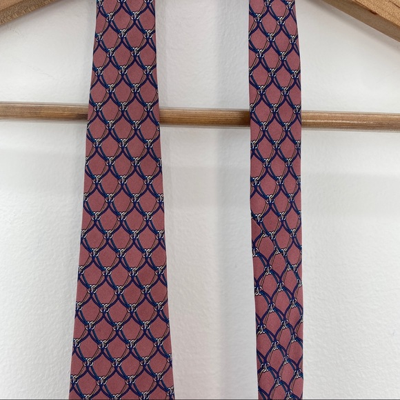 Vintage 90s Christian Dior Monsieur Mauve Pink Blue Chain Silk Menswear - Picture 11 of 11